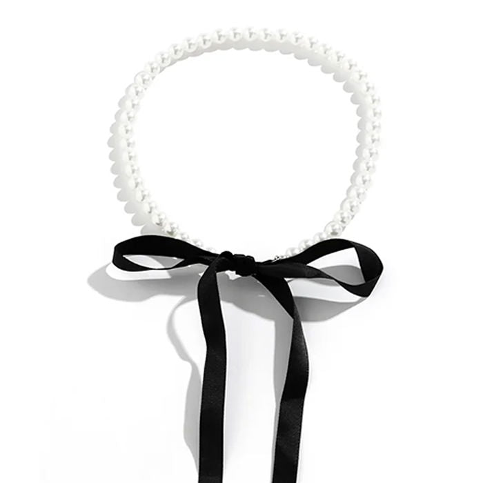 VILZSTUDIOS Stylish pearl necklace with bow design
