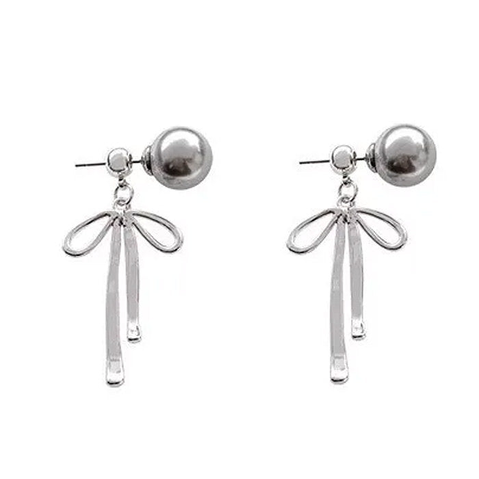 VILZSTUDIOS Chic bow pendant earrings with pearl design