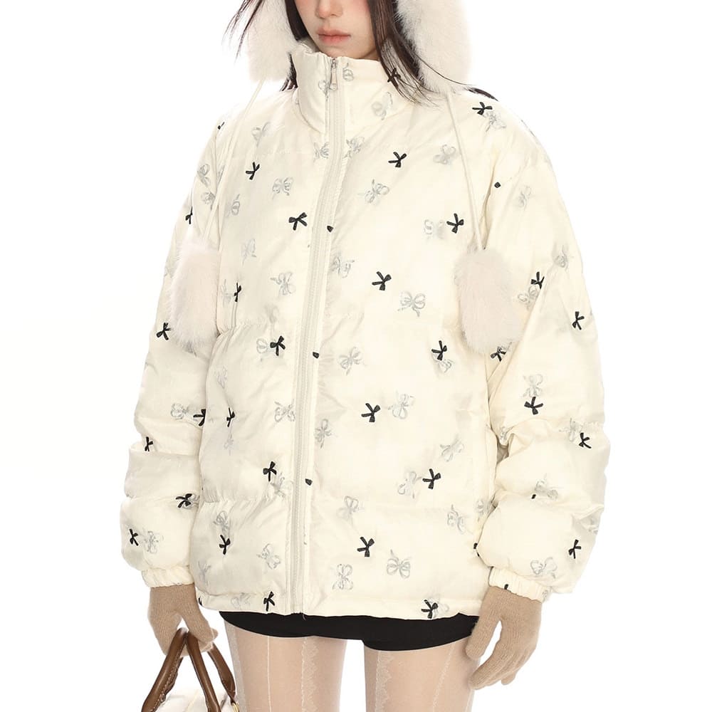 VILZSTUDIOS Chic Bow Quilted Puffer Jacket from VILZSTUDIOS