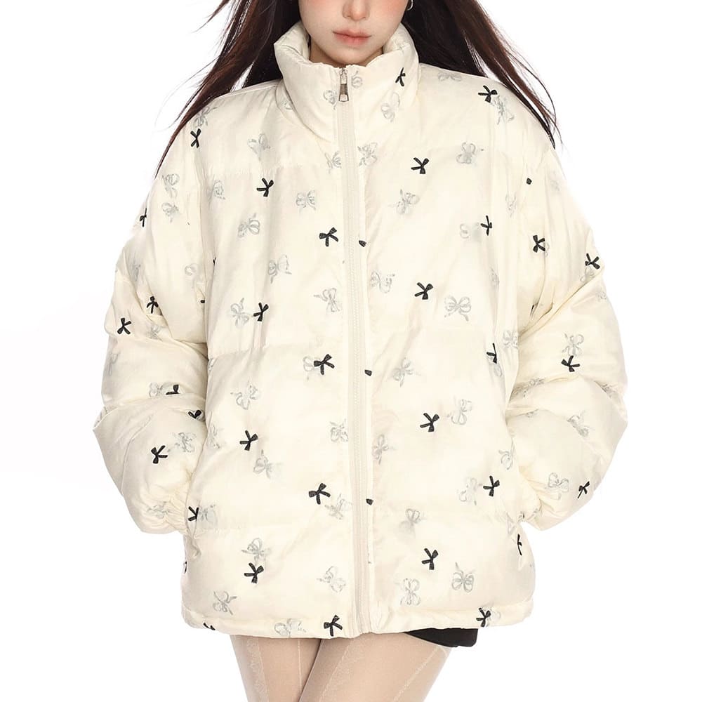 VILZSTUDIOS Chic Bow Quilted Puffer Jacket from VILZSTUDIOS