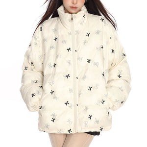 VILZSTUDIOS Chic Bow Quilted Puffer Jacket from VILZSTUDIOS