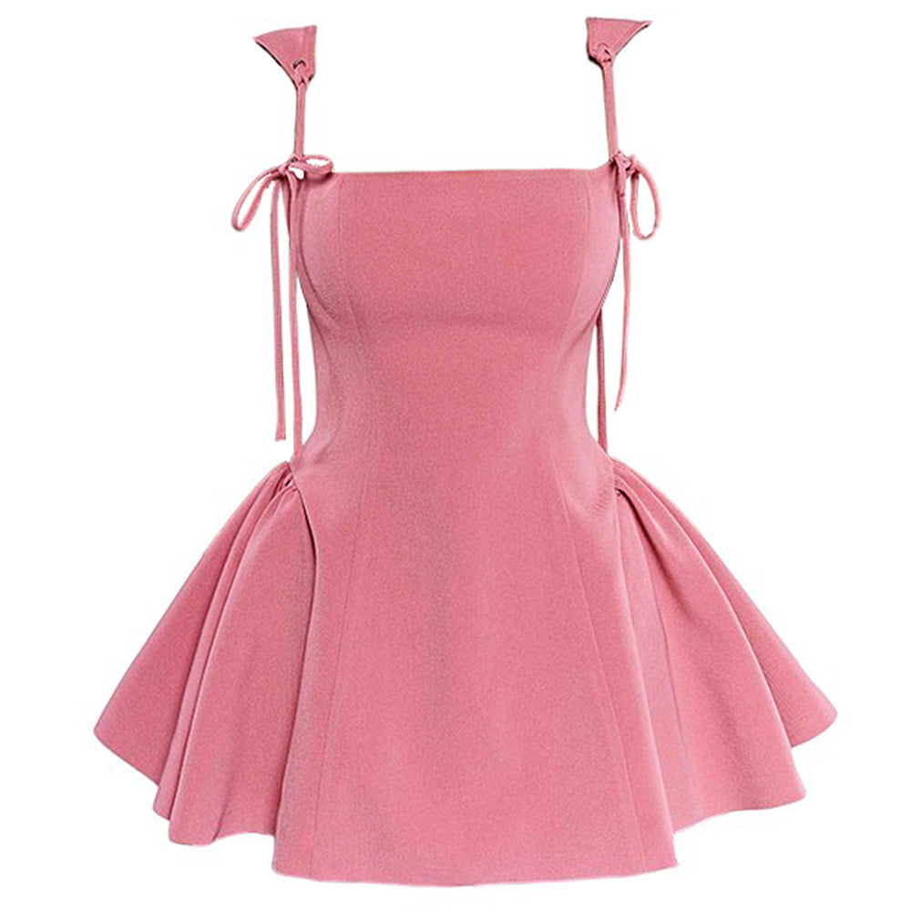 VILZSTUDIOS Chic mini dress with bow-tie straps and flared skirt