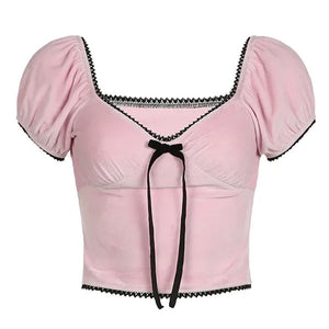 VILZSTUDIOS Chic Bow Velvet Crop Top from VILZSTUDIOS