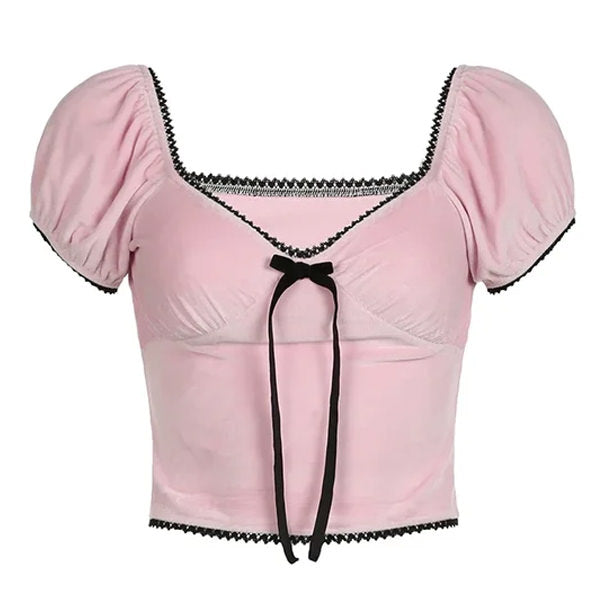VILZSTUDIOS Chic Bow Velvet Crop Top from VILZSTUDIOS