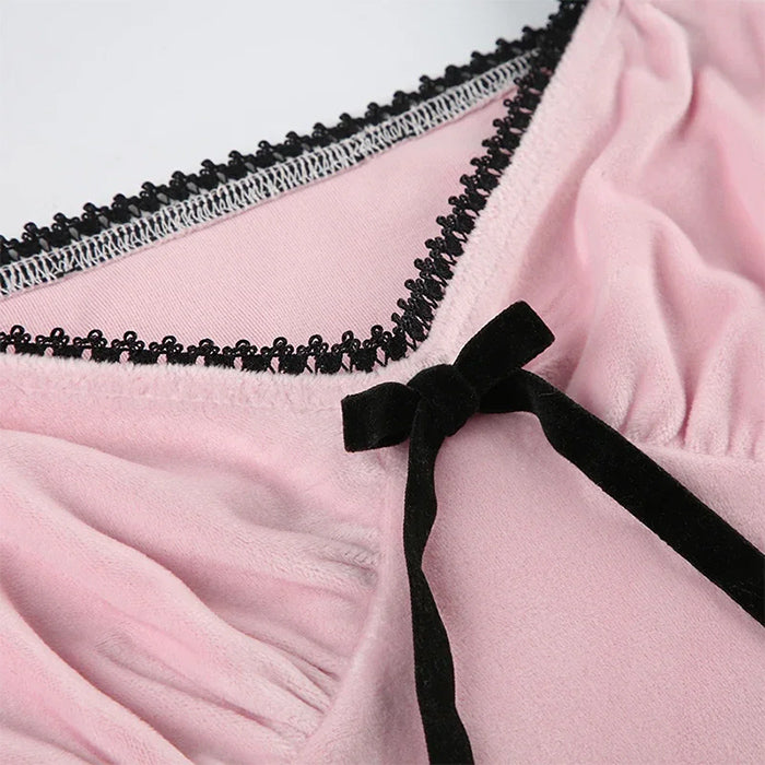 VILZSTUDIOS Chic Bow Velvet Crop Top from VILZSTUDIOS