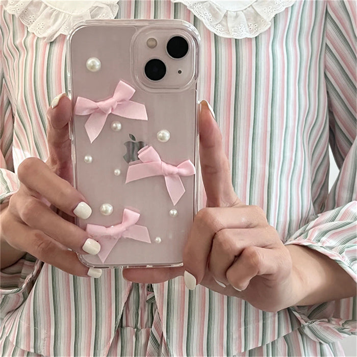 VILZSTUDIOS Stylish phone case with bow and pearl design
