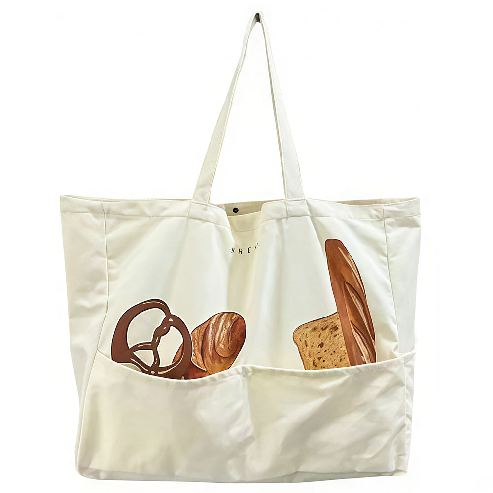 VILZSTUDIOS Stylish tote bag with bread graphic design