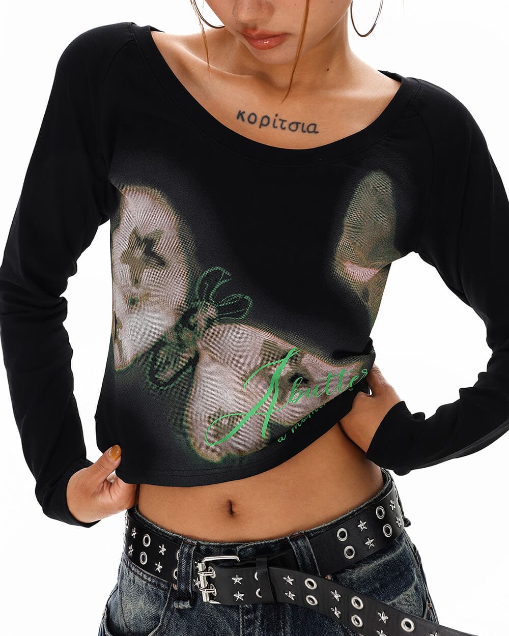 VILZSTUDIOS Chic butterfly graphic long sleeve top from VILZSTUDIOS