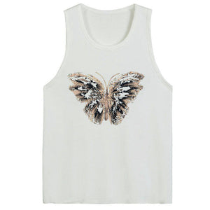 VILZSTUDIOS Chic butterfly graphic sleeveless tee