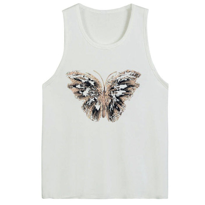 VILZSTUDIOS Chic butterfly graphic sleeveless tee