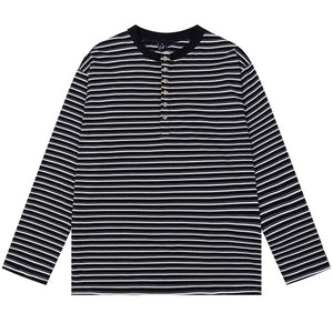 VILZSTUDIOS Stylish long sleeve button-up top with stripes