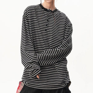 VILZSTUDIOS Stylish long sleeve button-up top with stripes