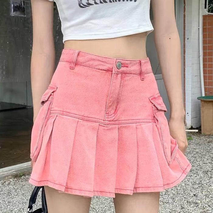 VILZSTUDIOS Chic cargo denim mini skirt for streetwear fashion
