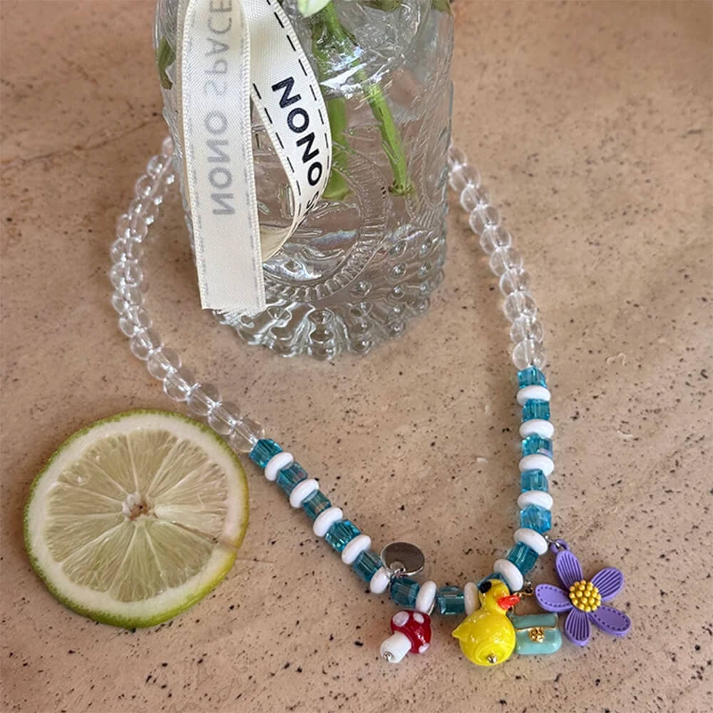 VILZSTUDIOS Beaded necklace with colorful charms for layering