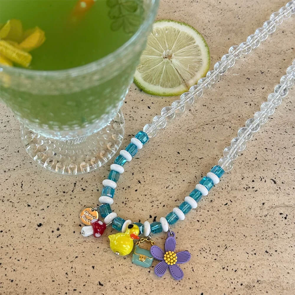 VILZSTUDIOS Beaded necklace with colorful charms for layering