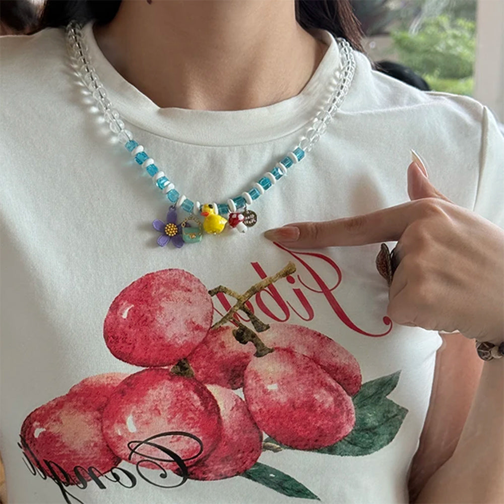 VILZSTUDIOS Beaded necklace with colorful charms for layering