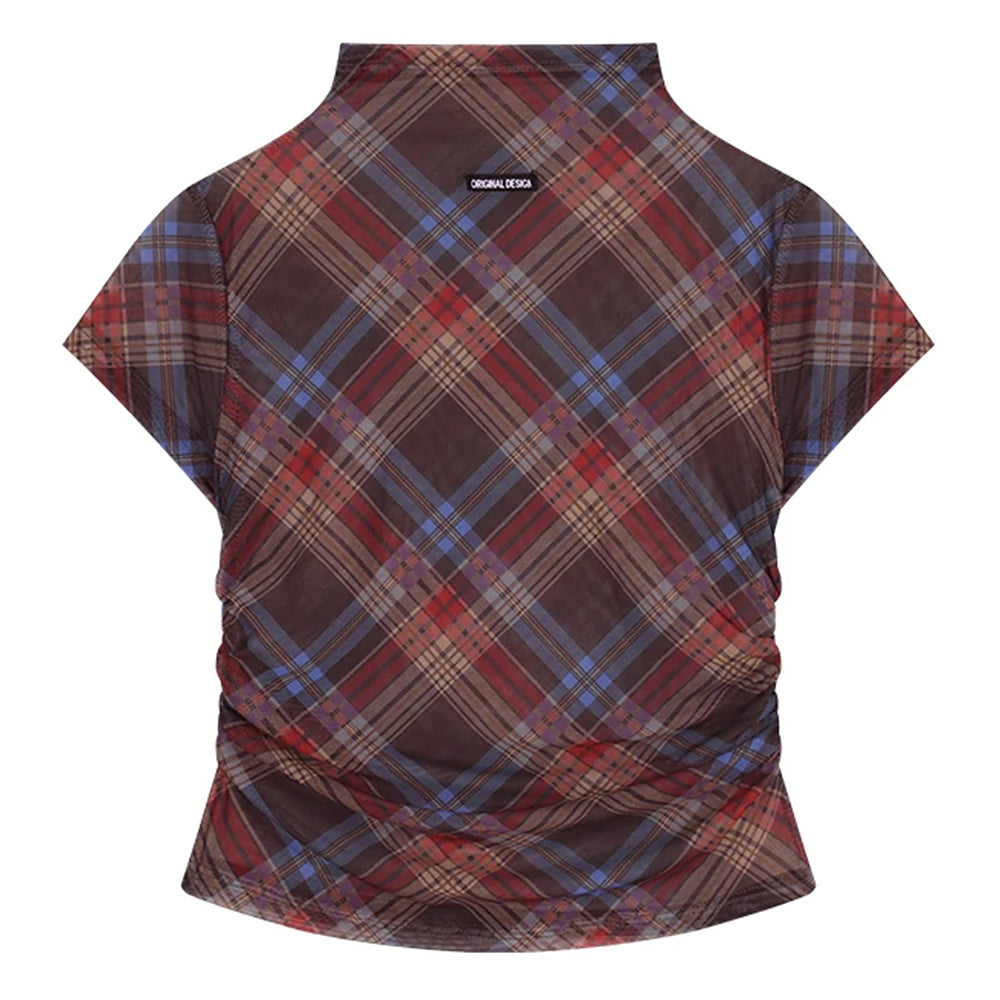 VILZSTUDIOS Chic checkered mesh crop top for stylish outfits