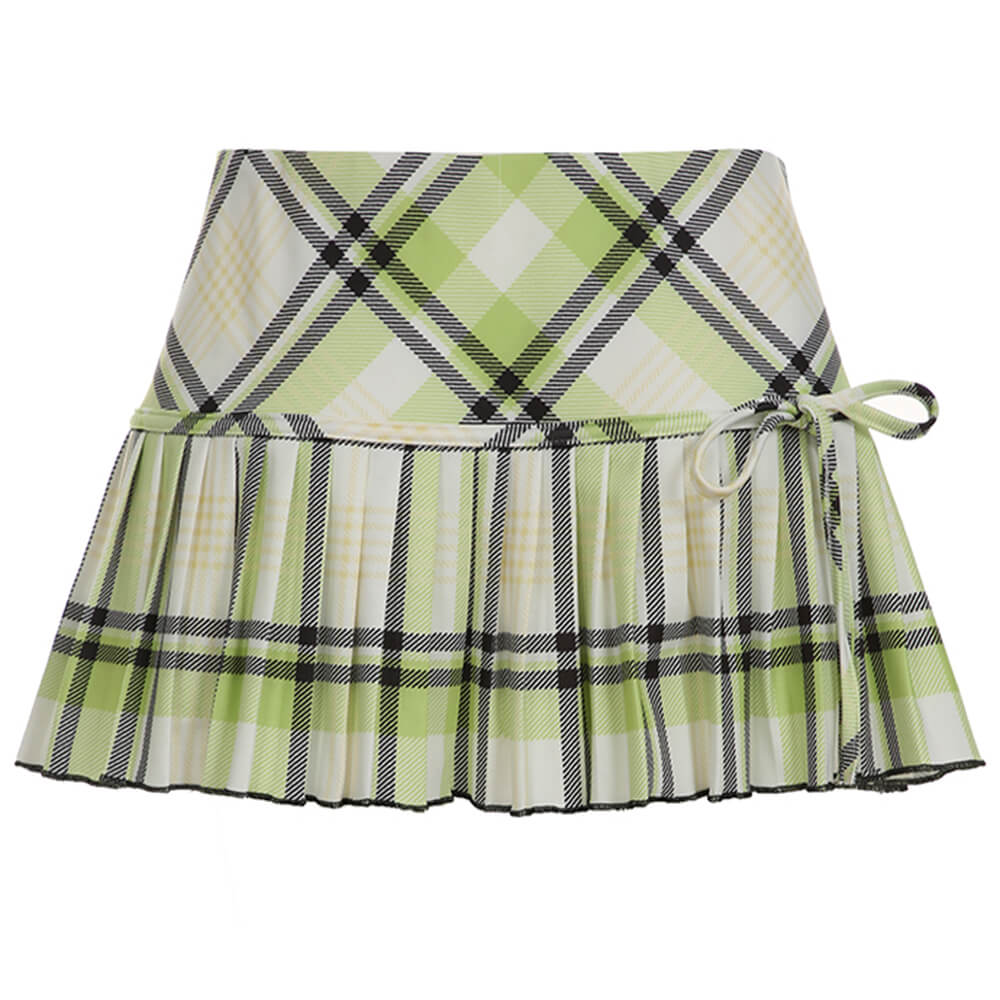 VILZSTUDIOS Chic Checkered Mini Skirt with Bow product image