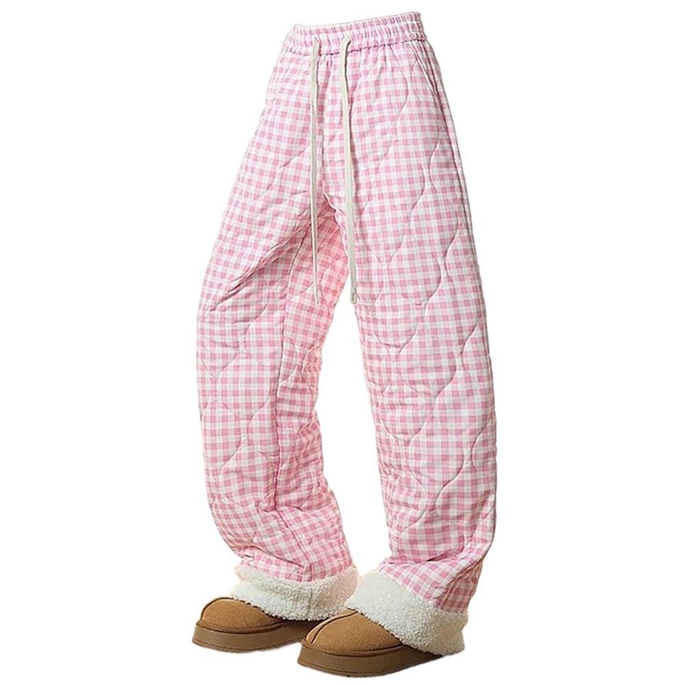 VILZSTUDIOS Stylish checkered puffer trousers for streetwear fashion