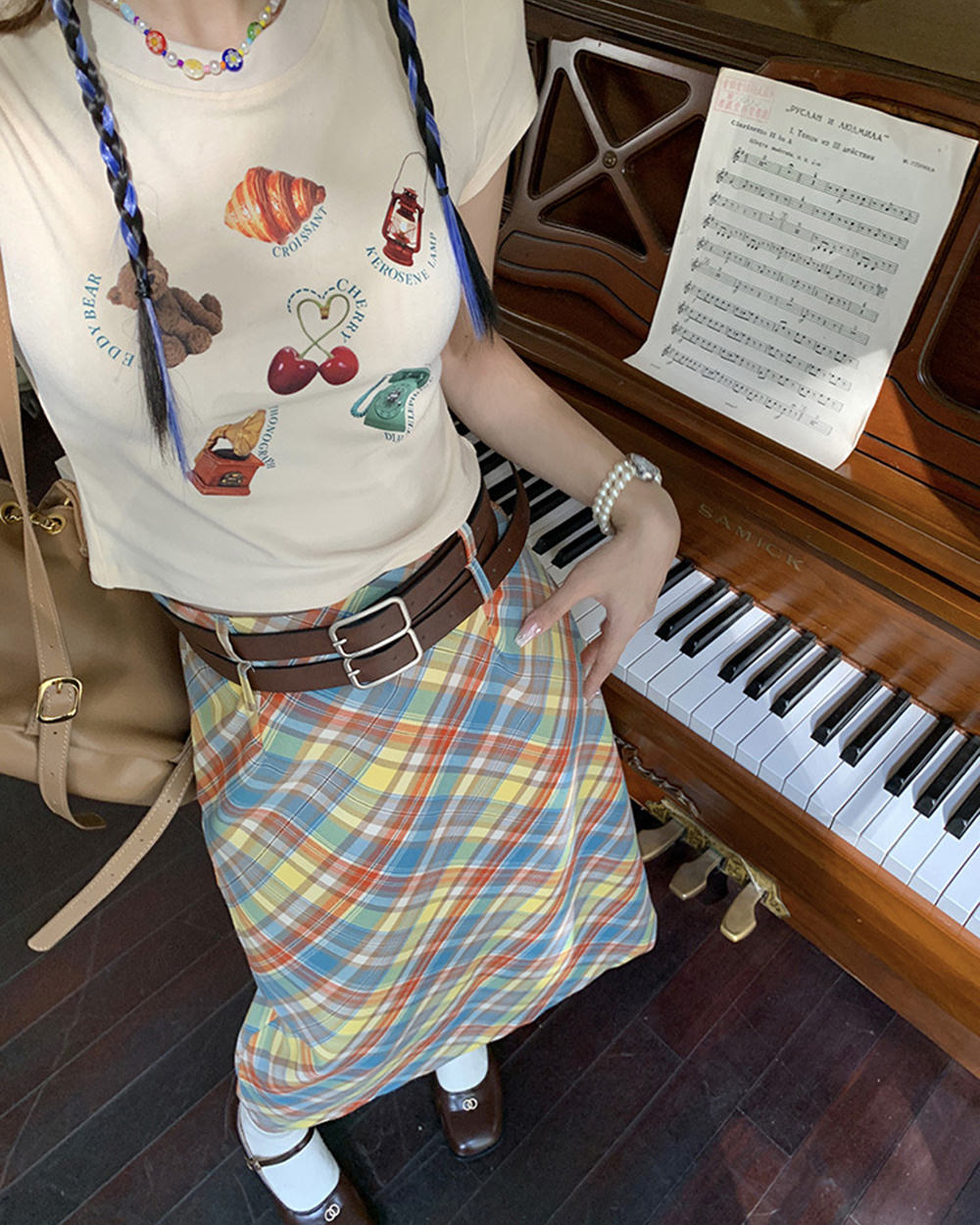 VILZSTUDIOS Colorful plaid maxi skirt for stylish outfits