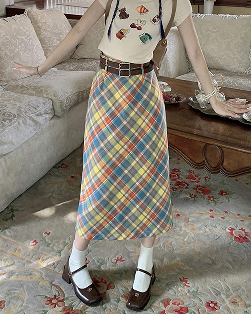 VILZSTUDIOS Colorful plaid maxi skirt for stylish outfits
