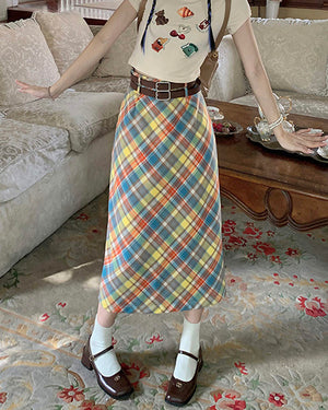 VILZSTUDIOS Colorful plaid maxi skirt for stylish outfits