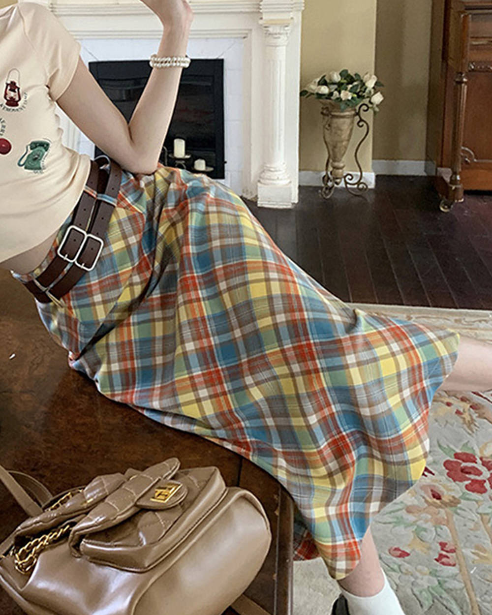 VILZSTUDIOS Colorful plaid maxi skirt for stylish outfits