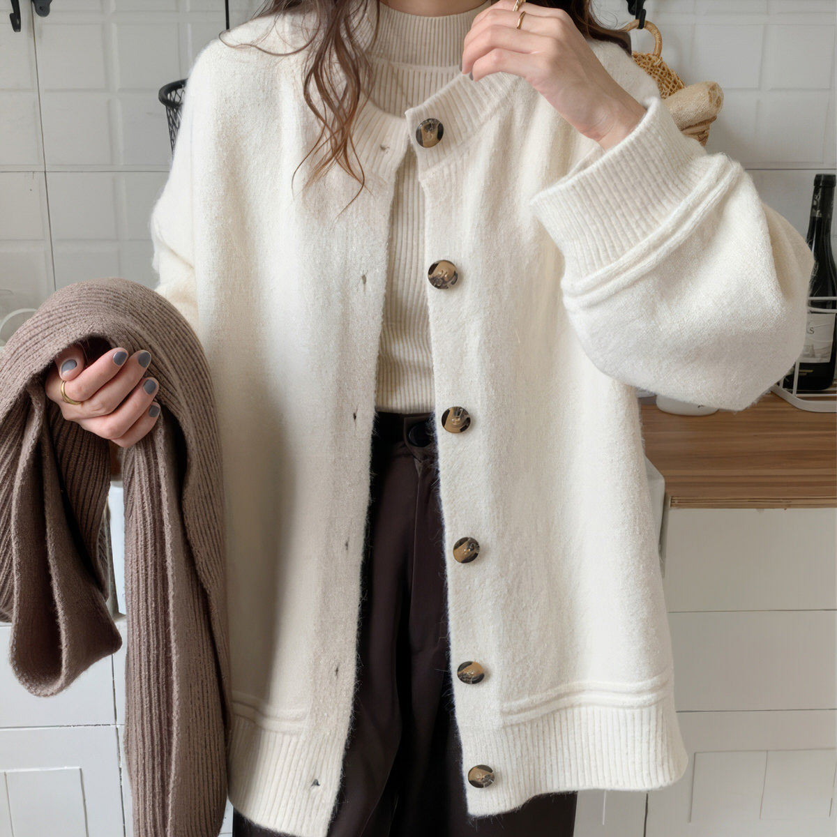 VILZSTUDIOS Chic oversized knit cardigan for casual layering