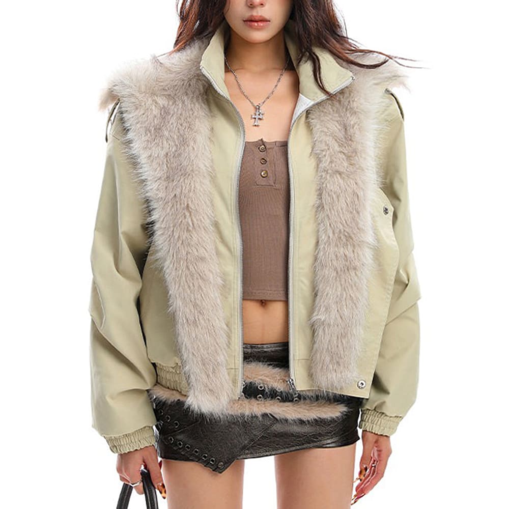 VILZSTUDIOS Stylish fur trim jacket with soft shell and faux fur