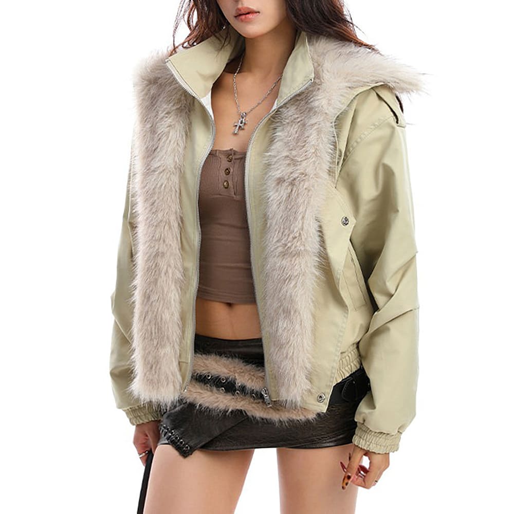 VILZSTUDIOS Stylish fur trim jacket with soft shell and faux fur