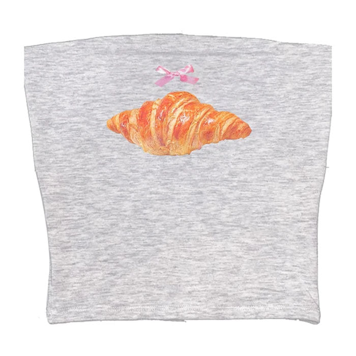 VILZSTUDIOS Stylish strapless top with croissant print