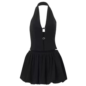 VILZSTUDIOS Chic halter top and bubble skirt set