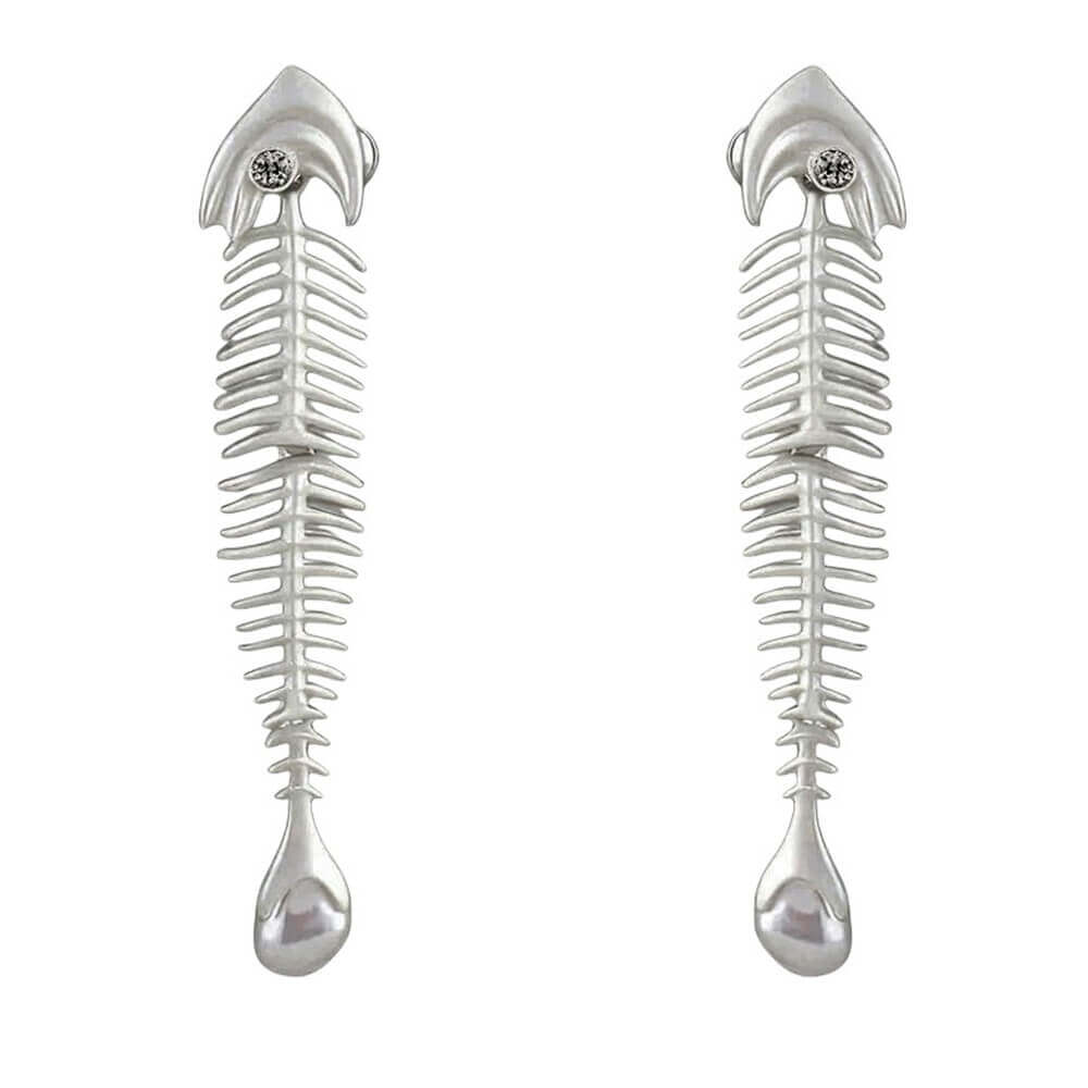 VILZSTUDIOS Stylish fishbone earrings with pearl drop
