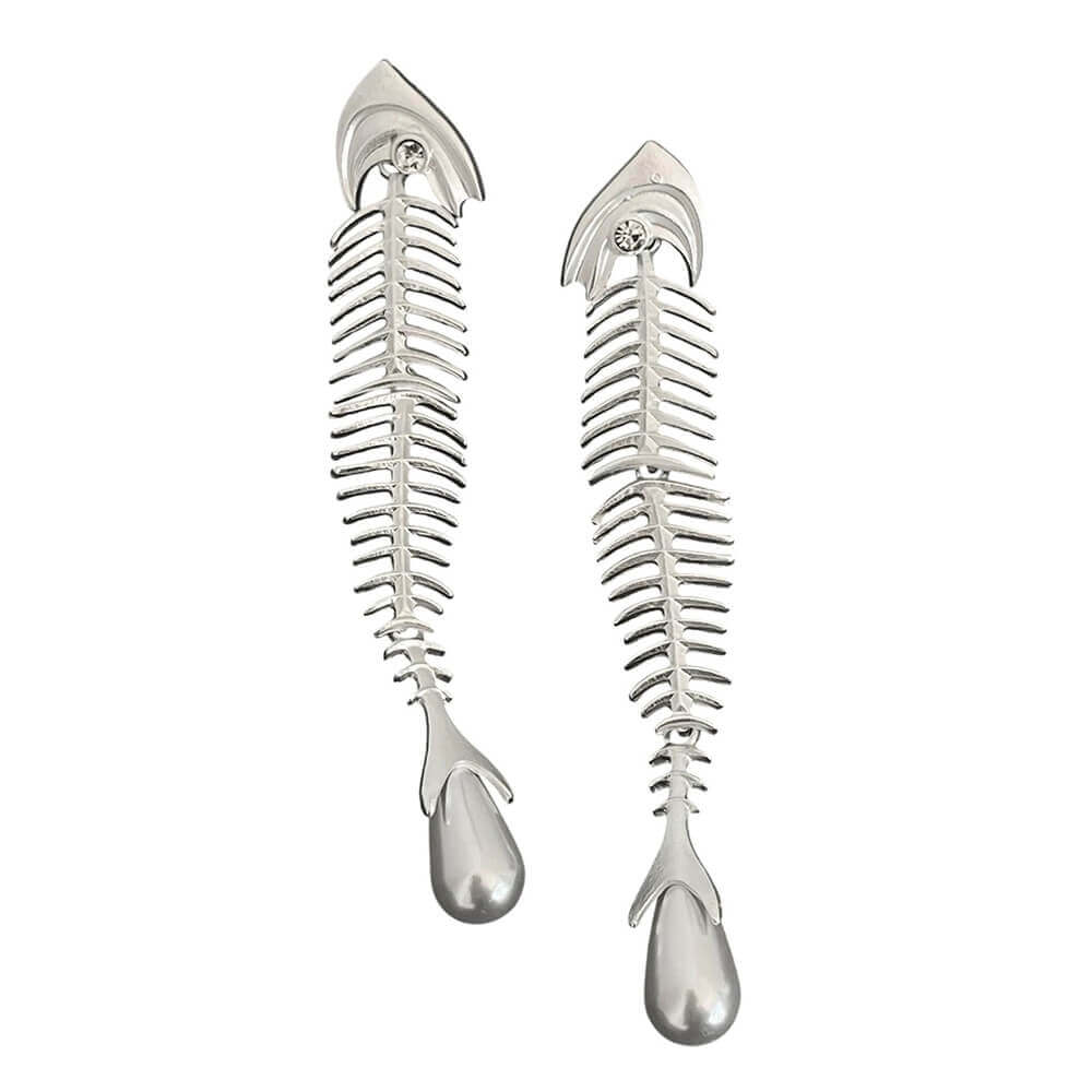 VILZSTUDIOS Stylish fishbone earrings with pearl drop