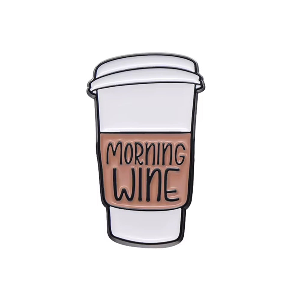 VILZSTUDIOS Chic enamel morning wine brooch pin