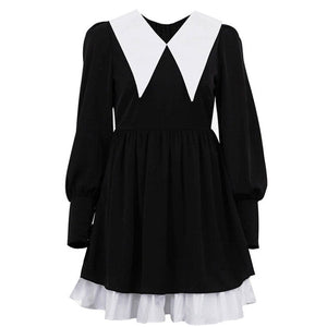 VILZSTUDIOS Stylish mini dress with contrast collar and long sleeves