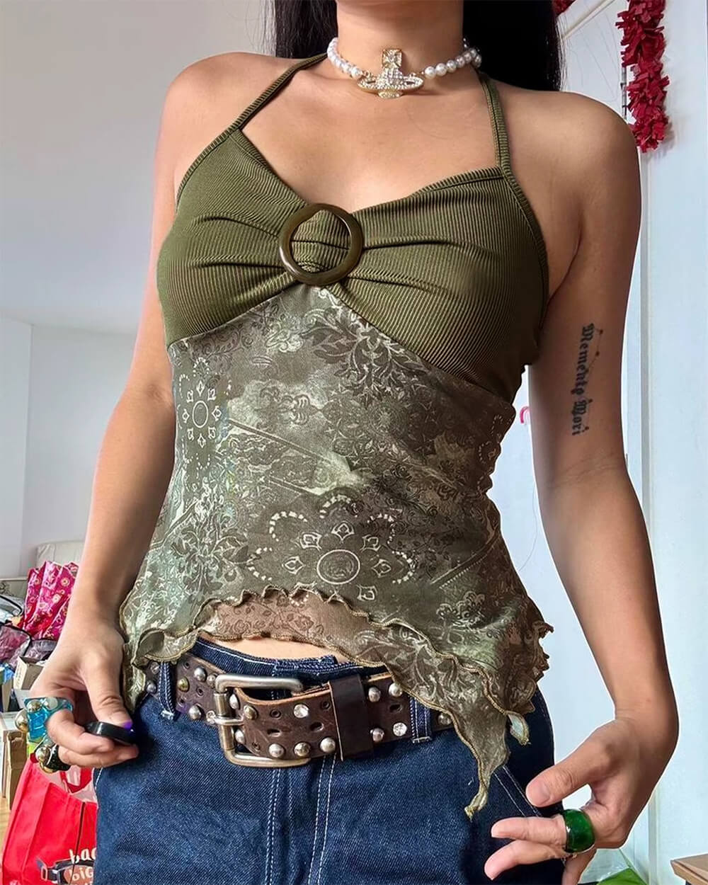 VILZSTUDIOS Chic floral lace halter top from VILZSTUDIOS