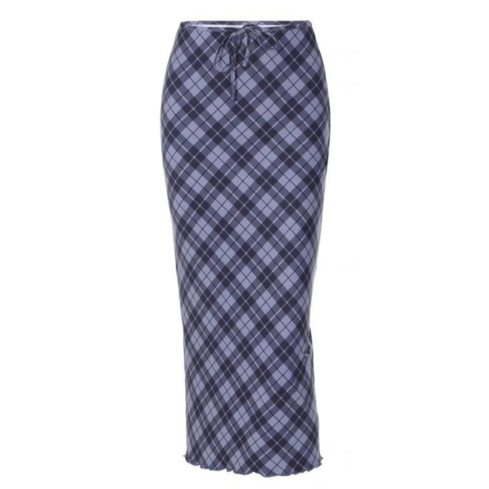VILZSTUDIOS Stylish plaid maxi skirt for modern fashion
