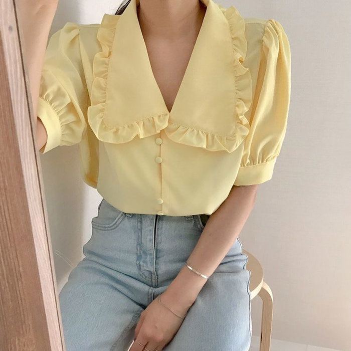 VILZSTUDIOS Stylish blouse with frill collar design