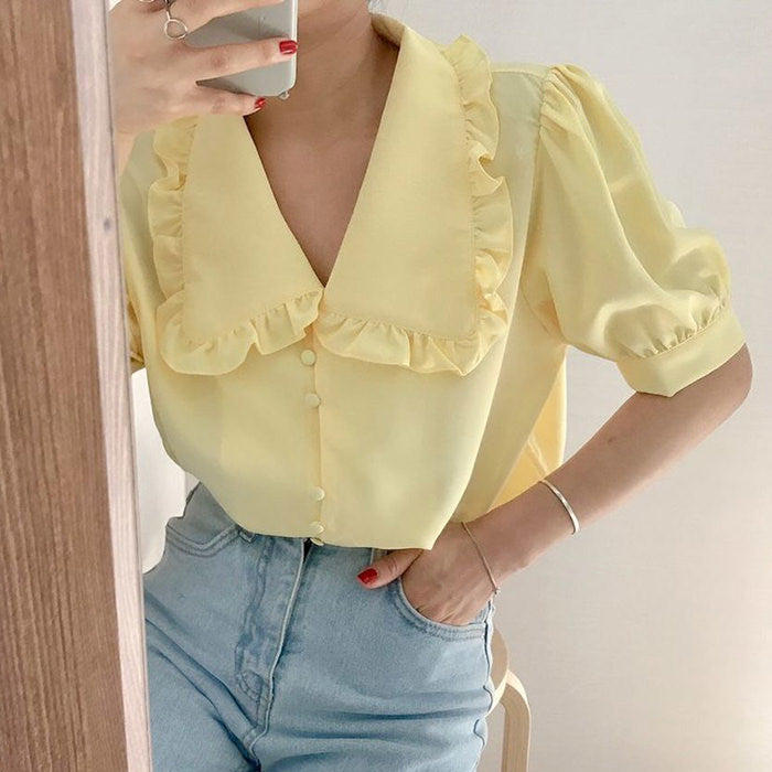VILZSTUDIOS Stylish blouse with frill collar design