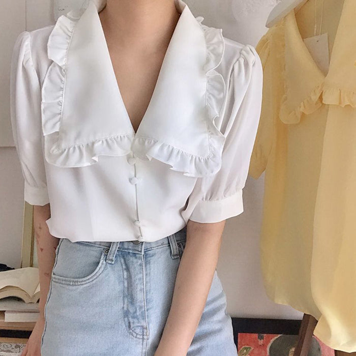 VILZSTUDIOS Stylish blouse with frill collar design