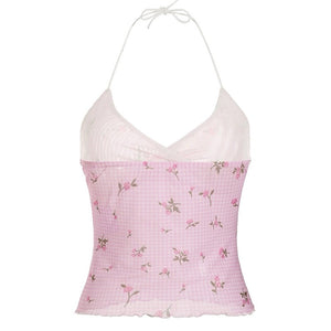 VILZSTUDIOS Chic Y2K halter top with gingham design