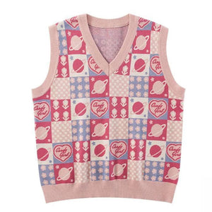 VILZSTUDIOS Chic patchwork knit vest from VILZSTUDIOS