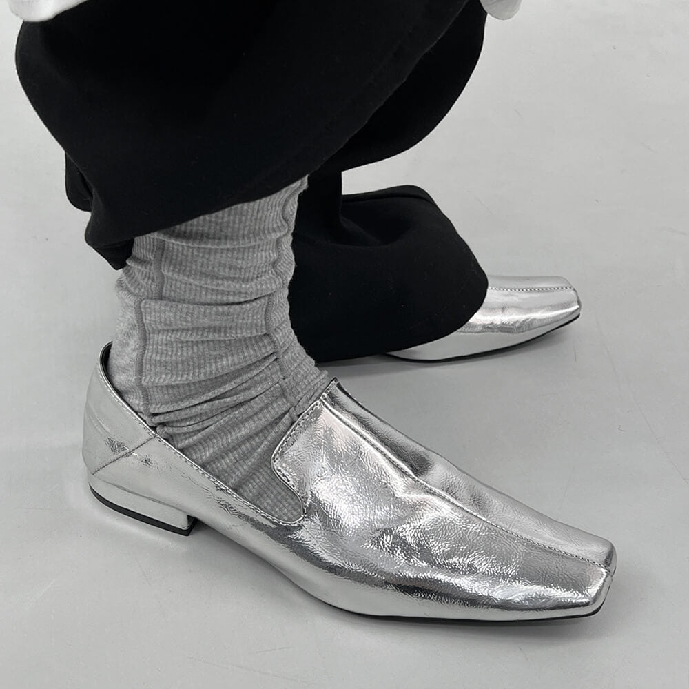 VILZSTUDIOS Chic square toe flat loafers in various colors