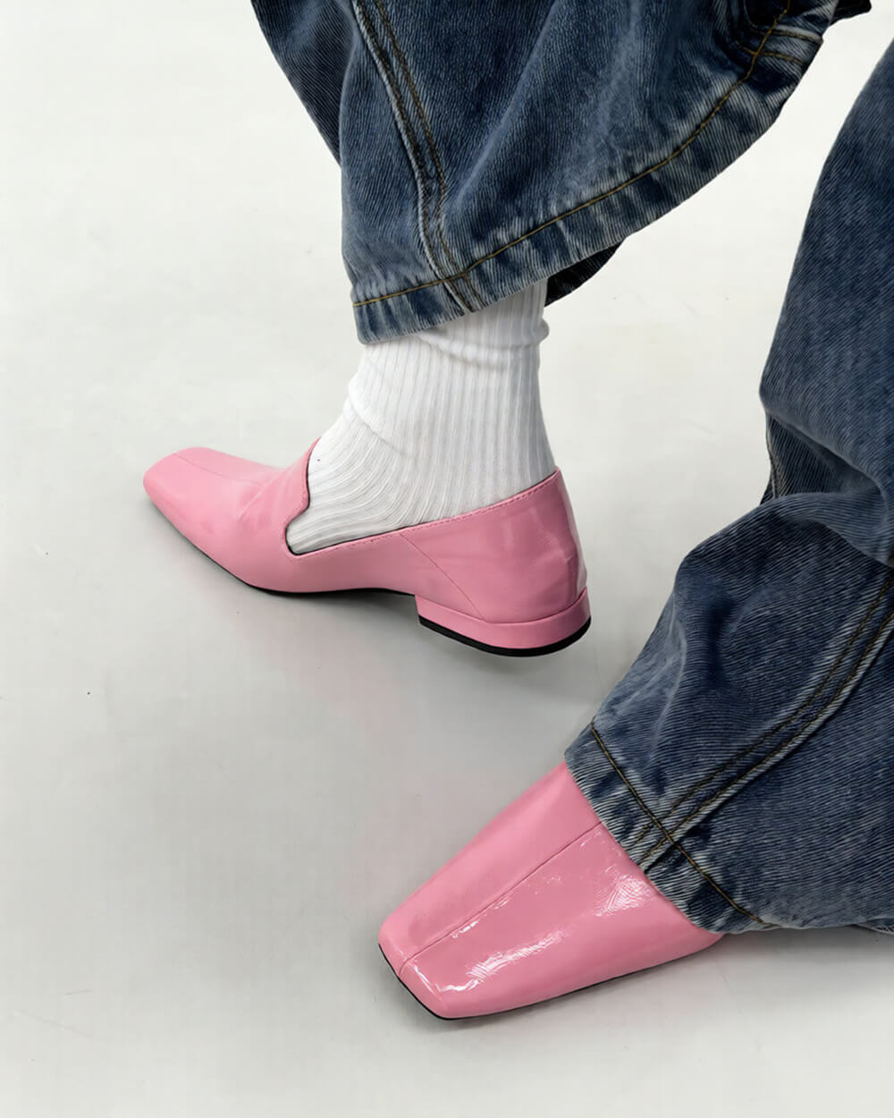 VILZSTUDIOS Chic square toe flat loafers in various colors