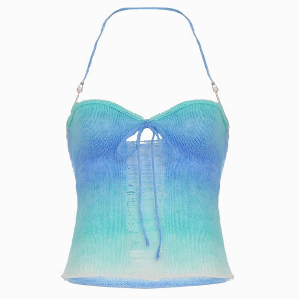 VILZSTUDIOS Chic gradient knit halter top for trendy summer style