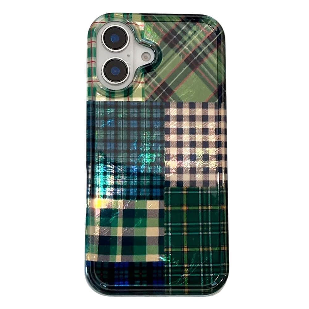 VILZSTUDIOS Stylish green patchwork phone case for iPhone