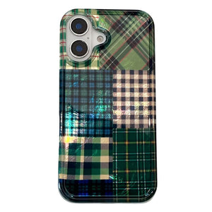 VILZSTUDIOS Stylish green patchwork phone case for iPhone