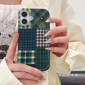 VILZSTUDIOS Stylish green patchwork phone case for iPhone