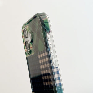 VILZSTUDIOS Stylish green patchwork phone case for iPhone